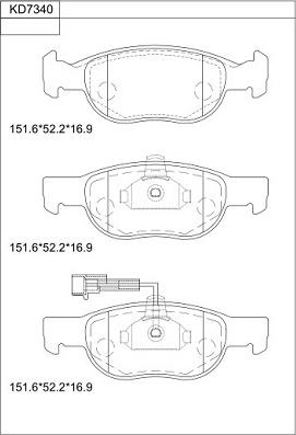 Asimco KD7340 - Brake Pad Set, disc brake autospares.lv