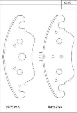 Asimco KD7343 - Brake Pad Set, disc brake autospares.lv