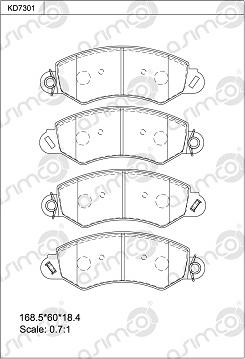 Asimco KD7301 - Brake Pad Set, disc brake autospares.lv