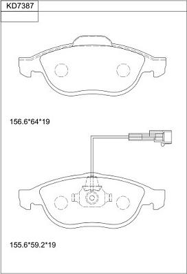 Asimco KD7387 - Brake Pad Set, disc brake autospares.lv