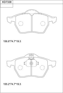 Asimco KD7338 - Brake Pad Set, disc brake autospares.lv