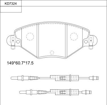 Asimco KD7324 - Brake Pad Set, disc brake autospares.lv