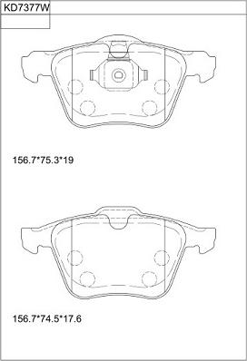 Asimco KD7377W - Brake Pad Set, disc brake autospares.lv