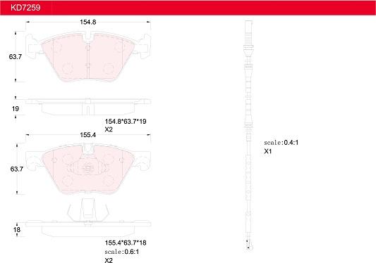 Asimco KD7259 - Brake Pad Set, disc brake autospares.lv