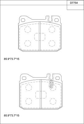 Asimco KD7754 - Brake Pad Set, disc brake autospares.lv