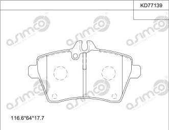 Asimco KD77139 - Brake Pad Set, disc brake autospares.lv