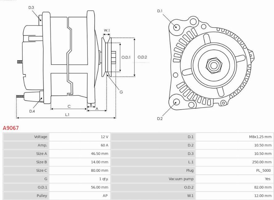 AS-PL A9067 - Alternator autospares.lv