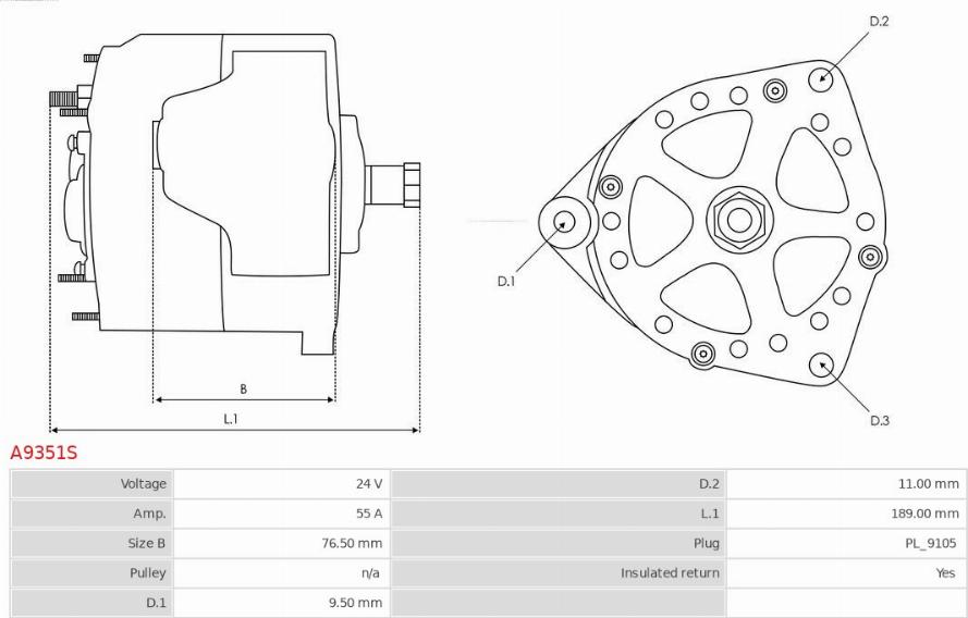 AS-PL A9351S - Alternator autospares.lv