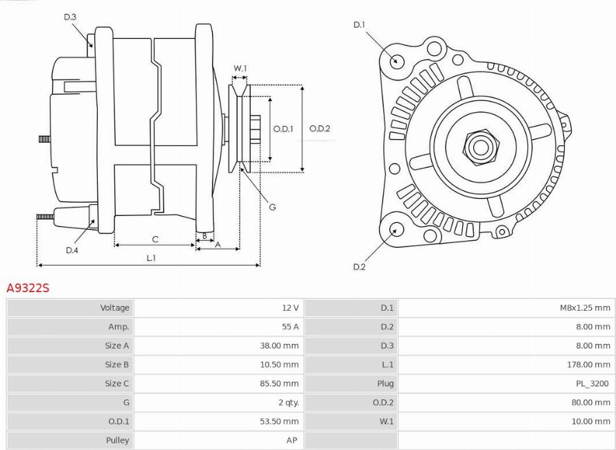 AS-PL A9322S - Alternator autospares.lv