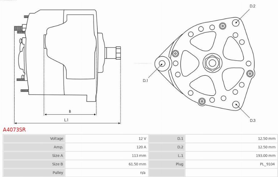 AS-PL A4073SR - Alternator autospares.lv