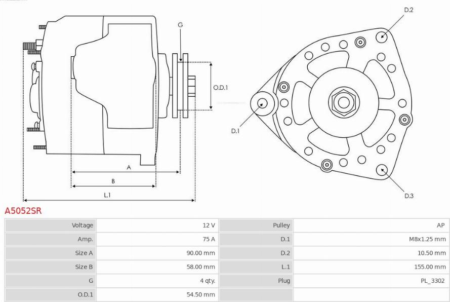 AS-PL A5052SR - Alternator autospares.lv