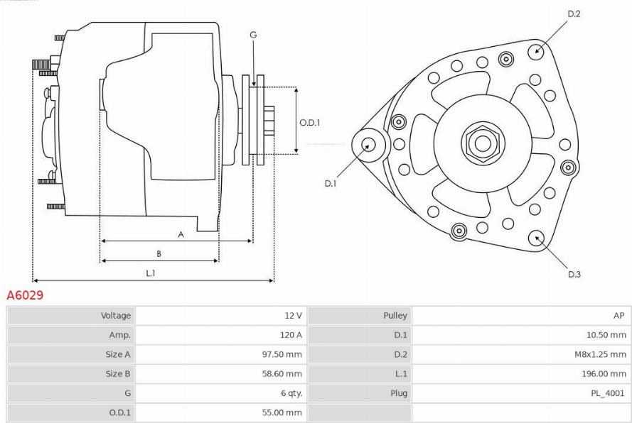 AS-PL A6029 - Alternator autospares.lv