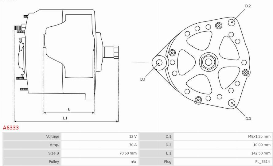 AS-PL A6333 - Alternator autospares.lv