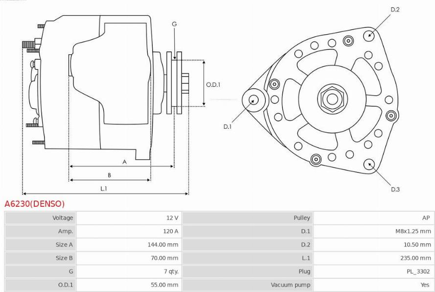 AS-PL A6230(DENSO) - Alternator autospares.lv