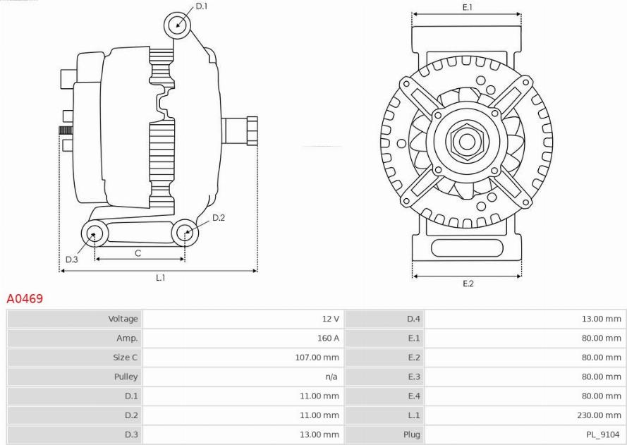 AS-PL A0469 - Alternator autospares.lv