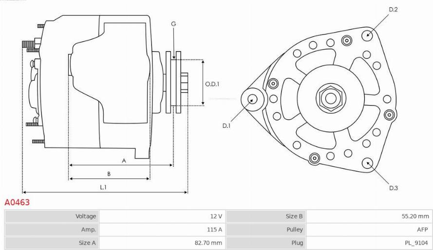 AS-PL A0463 - Alternator autospares.lv