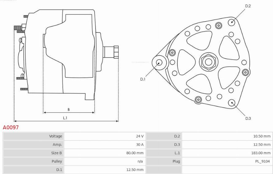 AS-PL A0097 - Alternator autospares.lv