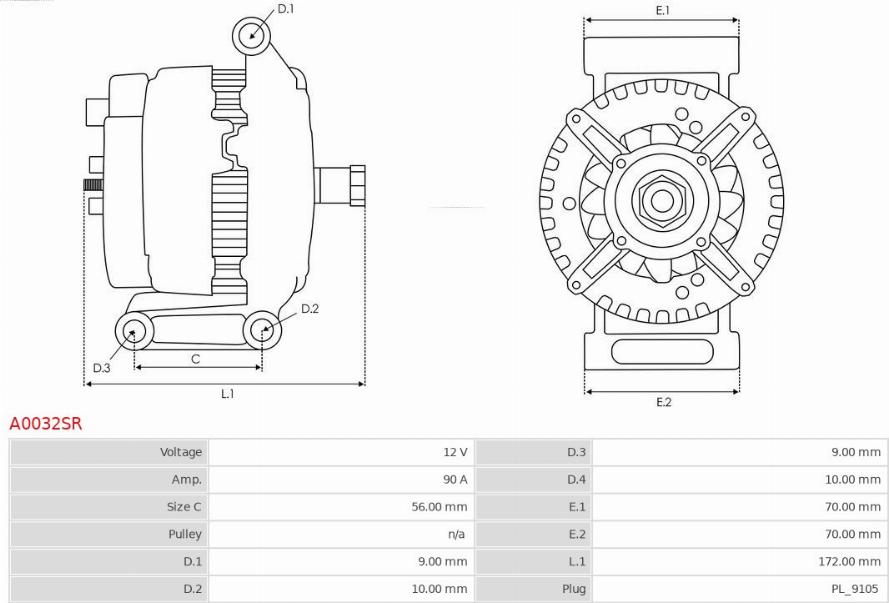 AS-PL A0032SR - Alternator autospares.lv