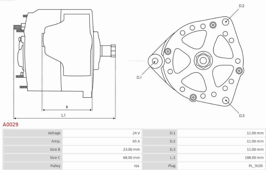 AS-PL A0029 - Alternator autospares.lv