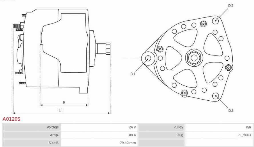 AS-PL A0120S - Alternator autospares.lv