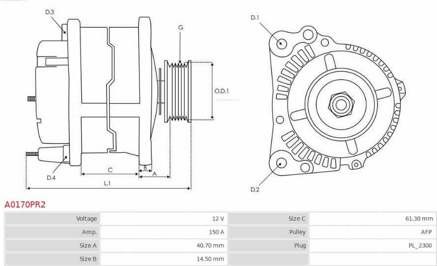 AS-PL A0170PR2 - Alternator autospares.lv