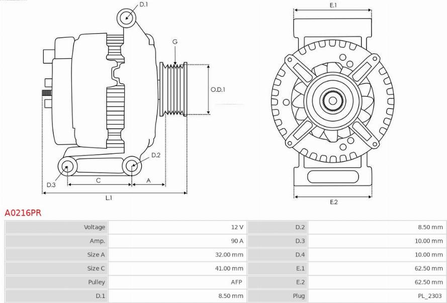 AS-PL A0216PR - Alternator autospares.lv