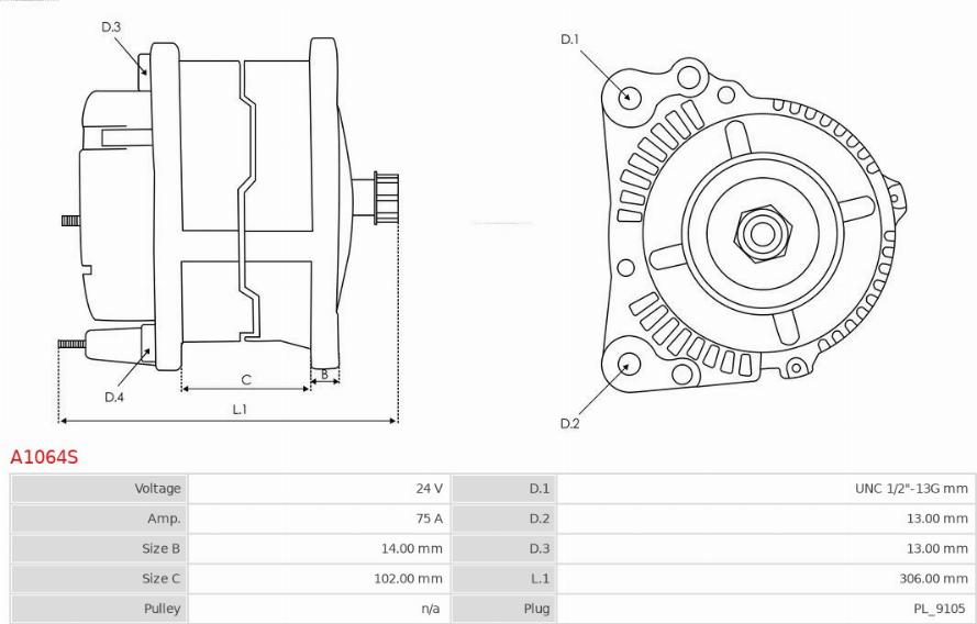 AS-PL A1064S - Alternator autospares.lv