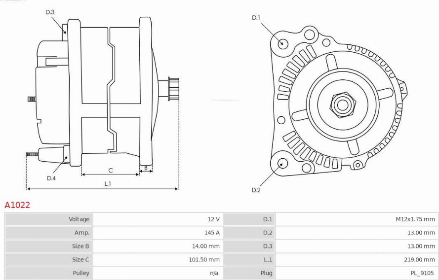 AS-PL A1022 - Alternator autospares.lv