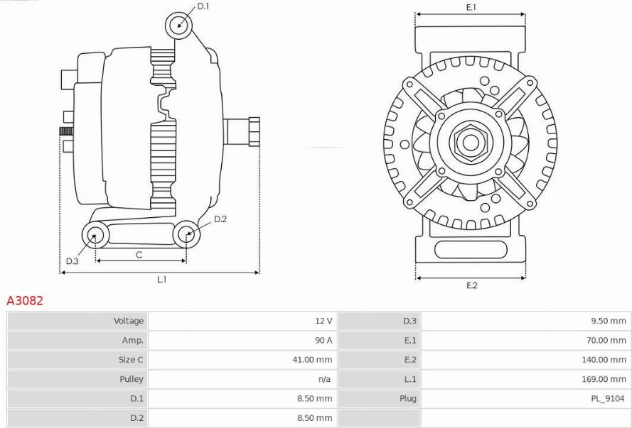 AS-PL A3082 - Alternator autospares.lv