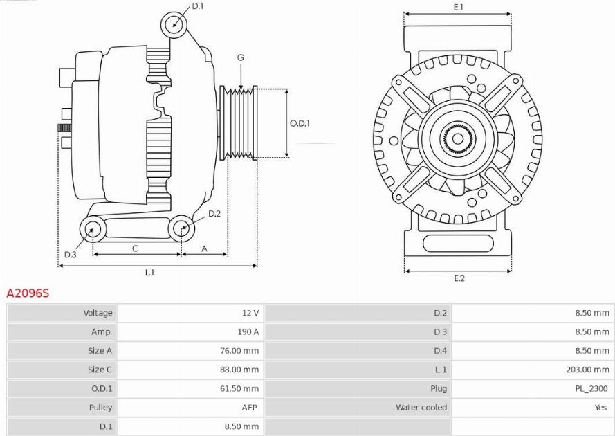 AS-PL A2096S - Alternator autospares.lv