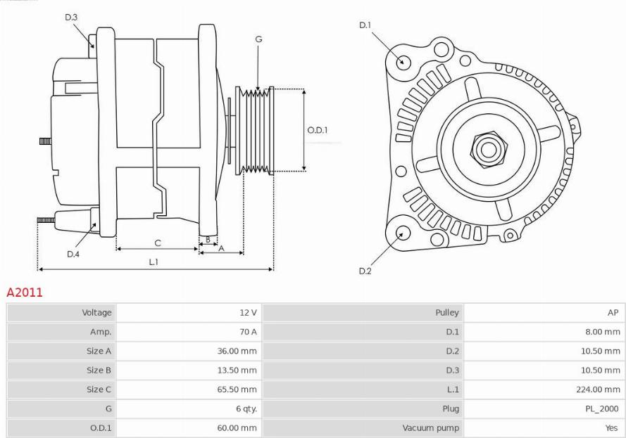 AS-PL A2011 - Alternator autospares.lv