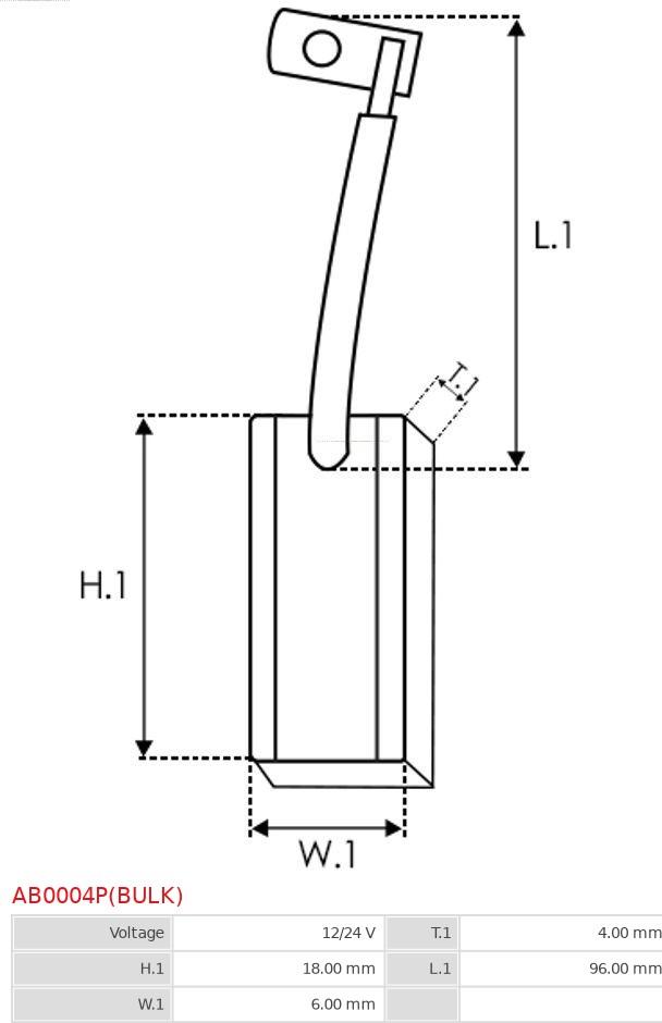 AS-PL AB0004P(BULK) - Carbon Brush, vane set, alternator autospares.lv