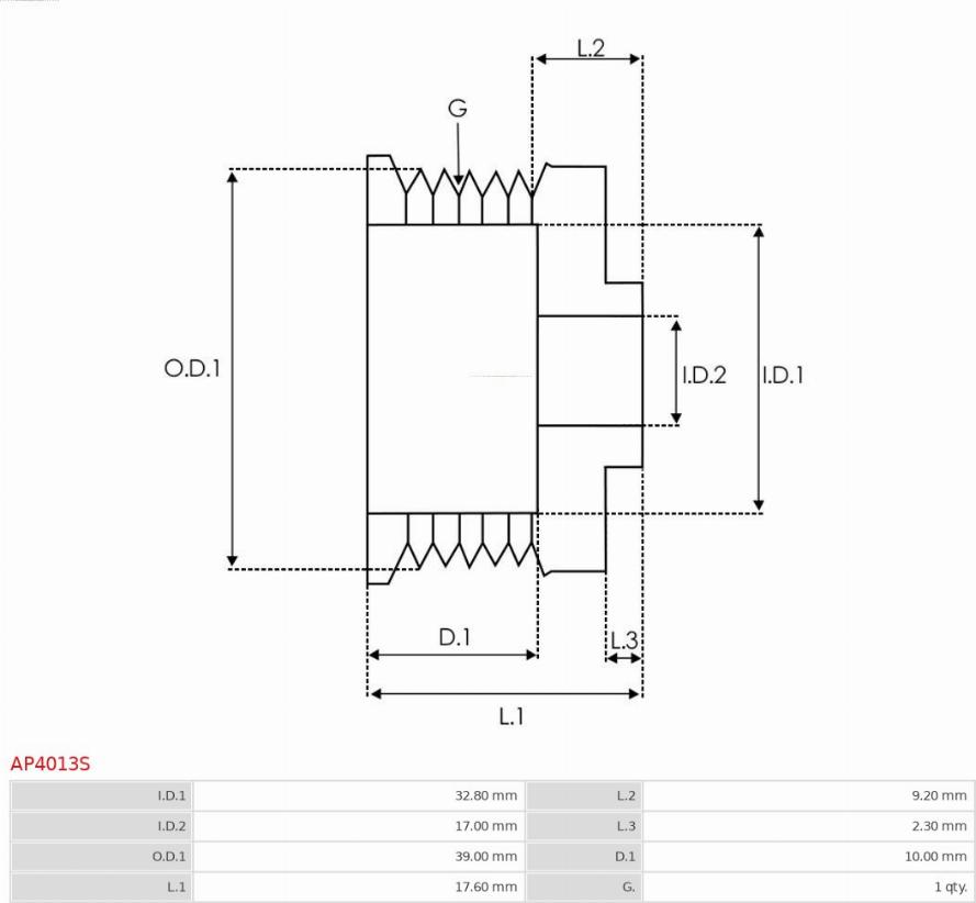 AS-PL AP4013S - Pulley, alternator, freewheel clutch autospares.lv