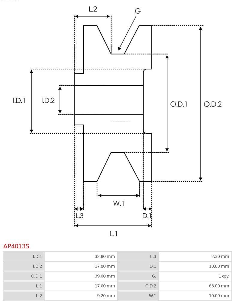 AS-PL AP4013S - Pulley, alternator, freewheel clutch autospares.lv