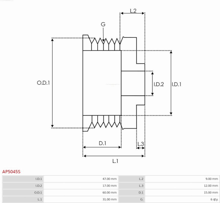 AS-PL AP5045S - Pulley, alternator, freewheel clutch autospares.lv