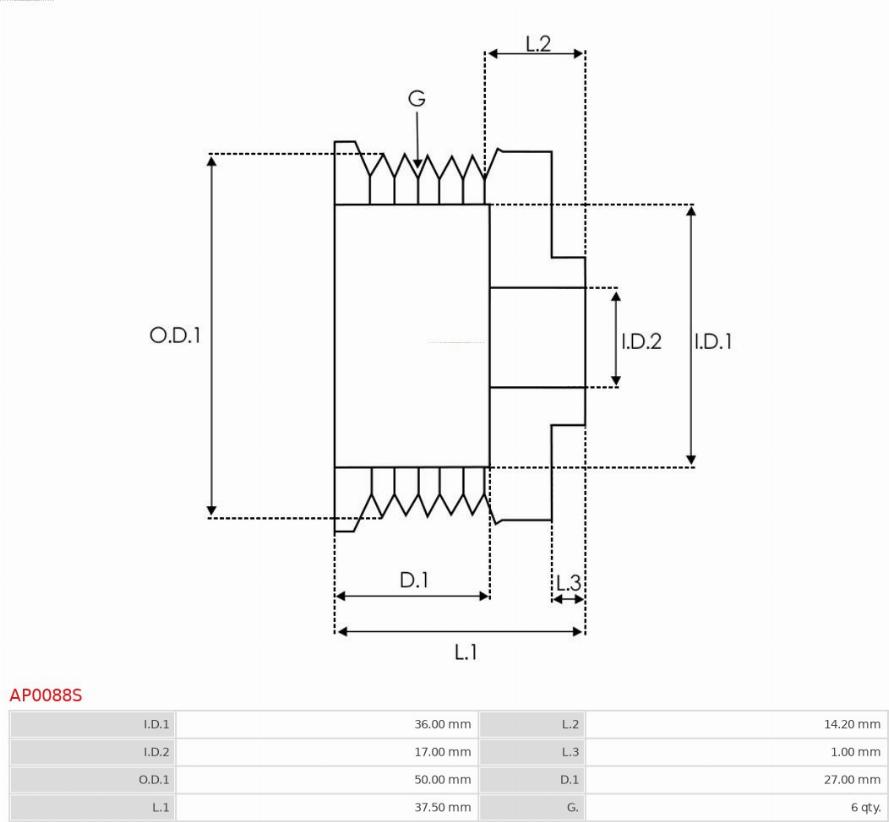 AS-PL AP0088S - Pulley, alternator, freewheel clutch autospares.lv