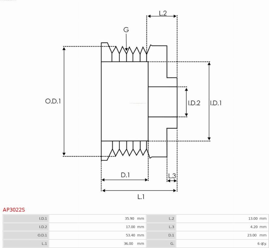 AS-PL AP3022S - Pulley, alternator, freewheel clutch autospares.lv