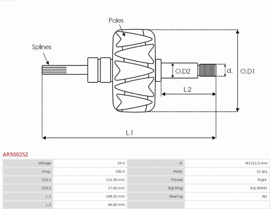 AS-PL AR5002S2 - Rotor, alternator autospares.lv