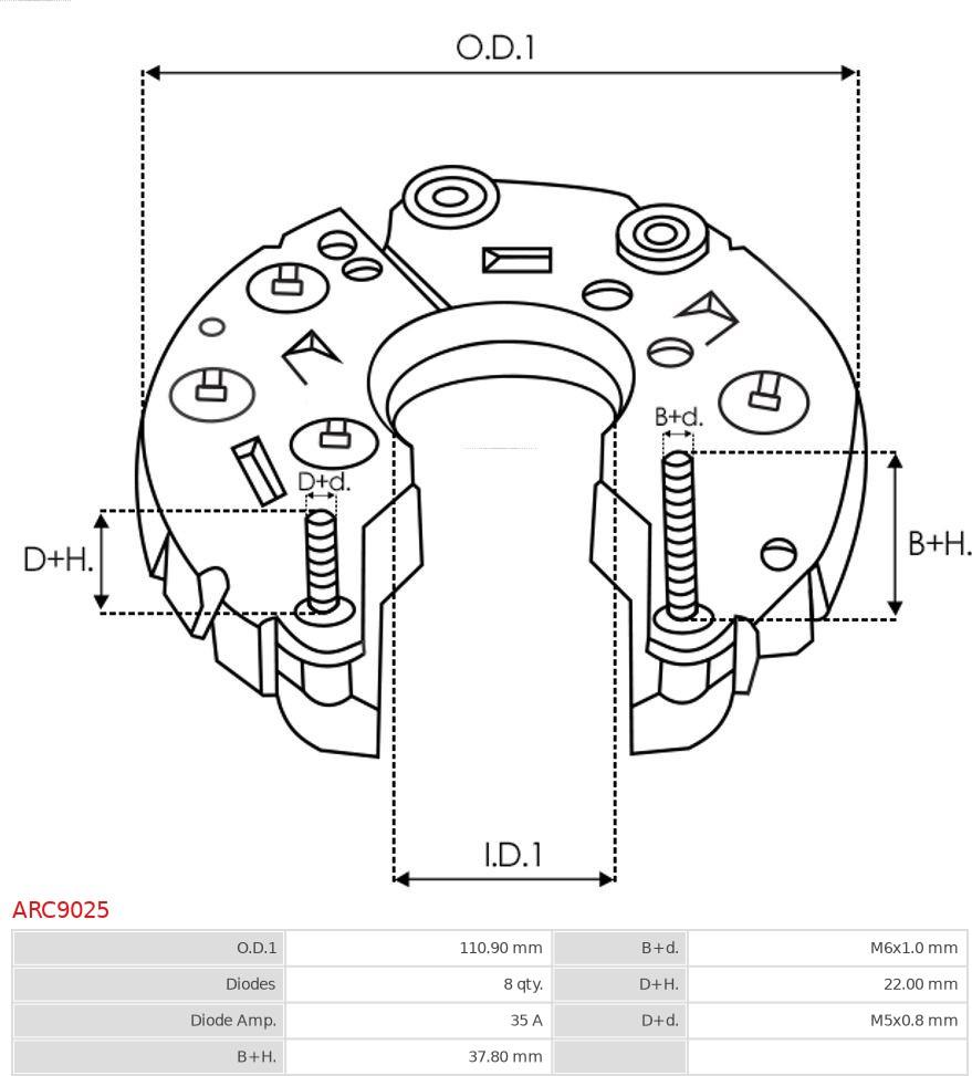 AS-PL ARC9025 - Rectifier, alternator autospares.lv