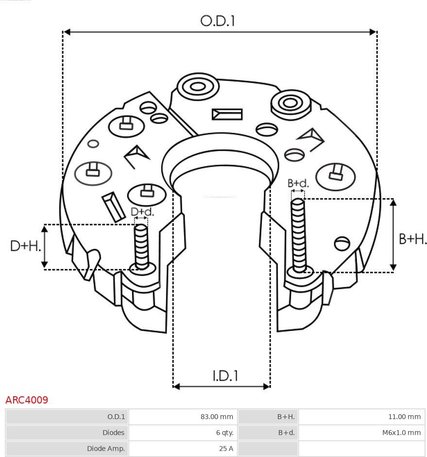 AS-PL ARC4009 - Rectifier, alternator autospares.lv