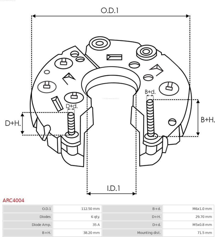 AS-PL ARC4004 - Rectifier, alternator autospares.lv