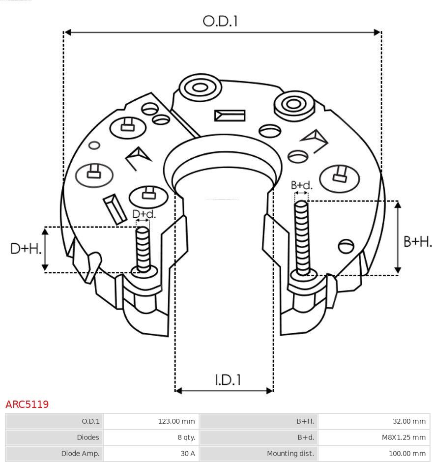 AS-PL ARC5119 - Rectifier, alternator autospares.lv