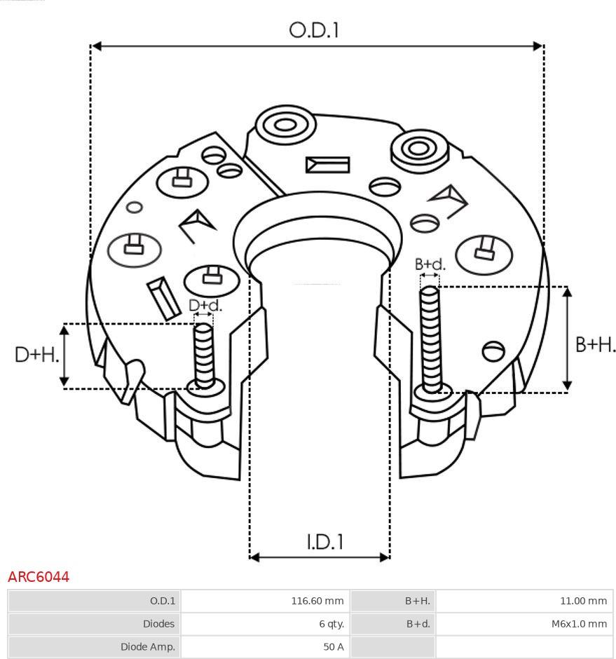 AS-PL ARC6044 - Rectifier, alternator autospares.lv