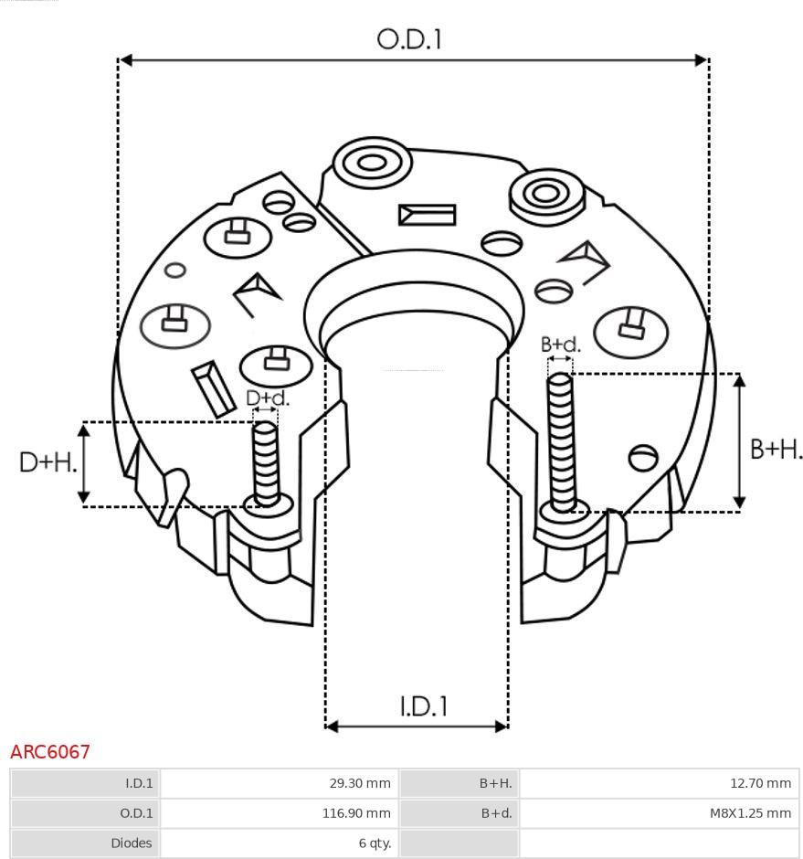 AS-PL ARC6067 - Rectifier, alternator autospares.lv