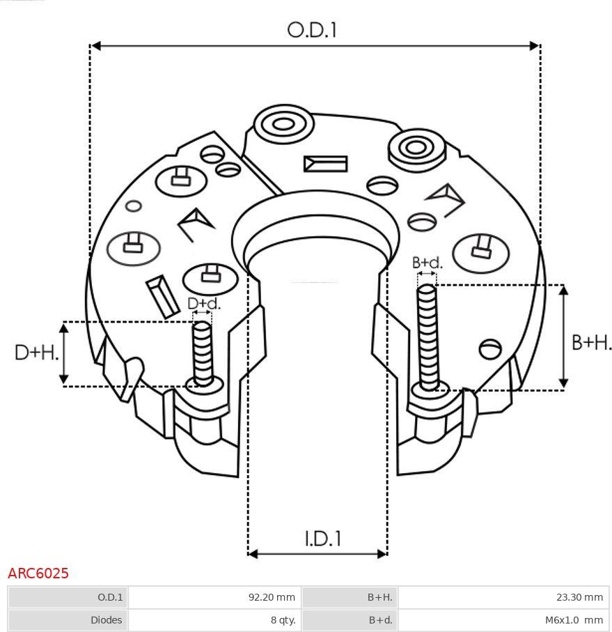 AS-PL ARC6025 - Rectifier, alternator autospares.lv