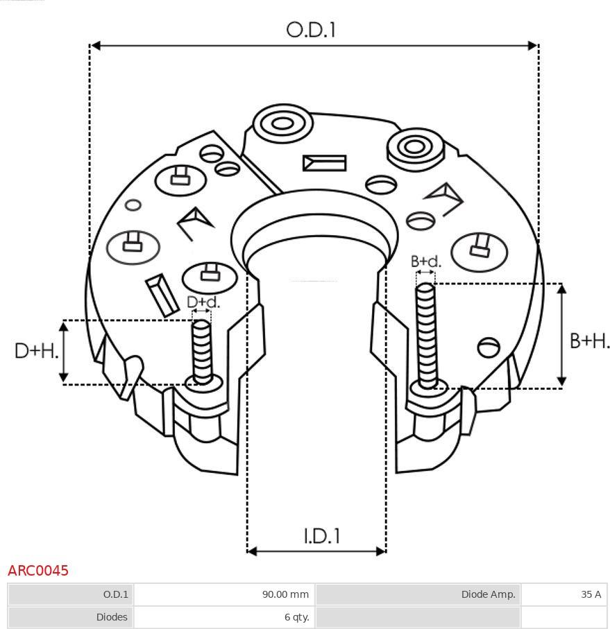 AS-PL ARC0045 - Rectifier, alternator autospares.lv