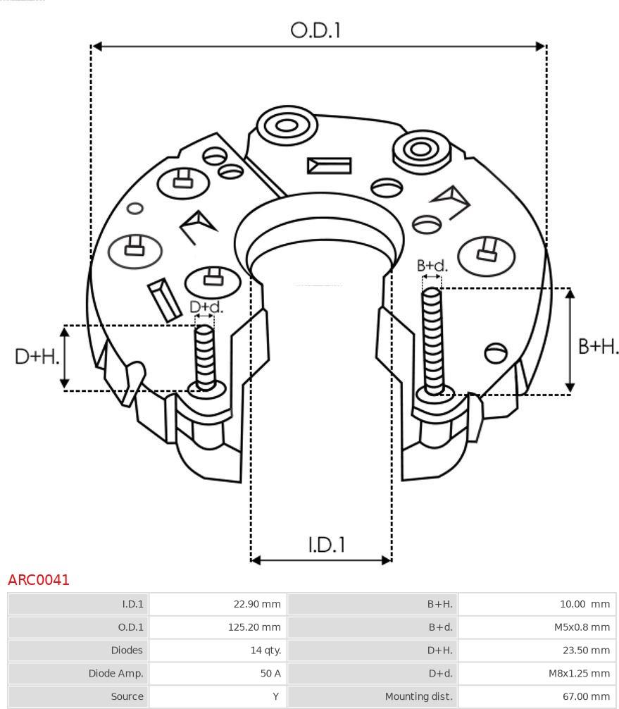 AS-PL ARC0041 - Rectifier, alternator autospares.lv