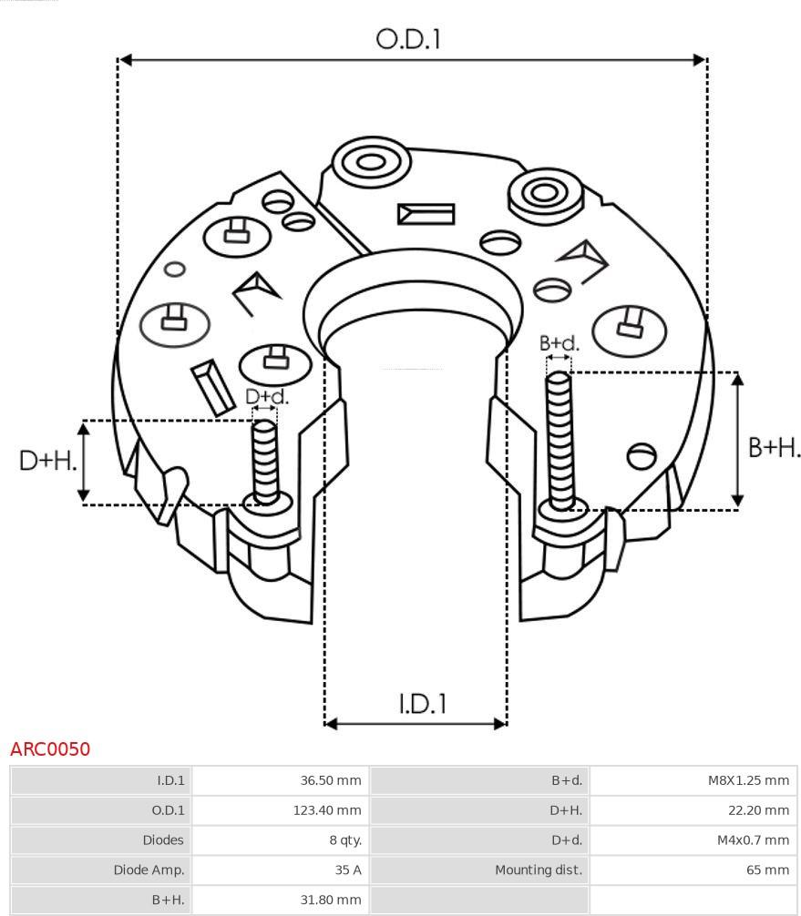 AS-PL ARC0050 - Rectifier, alternator autospares.lv