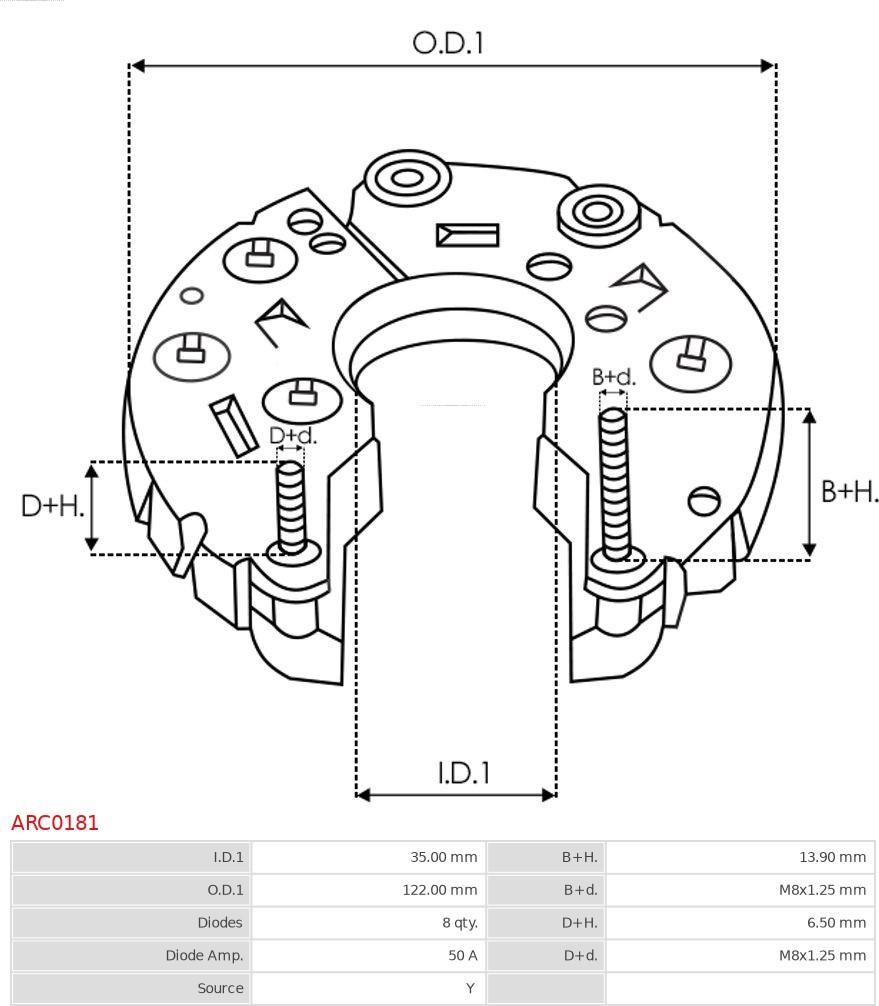 AS-PL ARC0181 - Rectifier, alternator autospares.lv