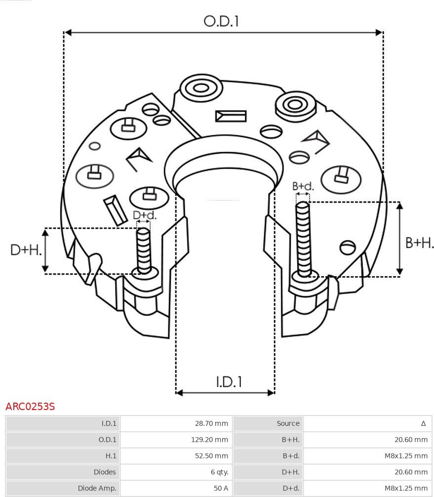 AS-PL ARC0253S - Rectifier, alternator autospares.lv